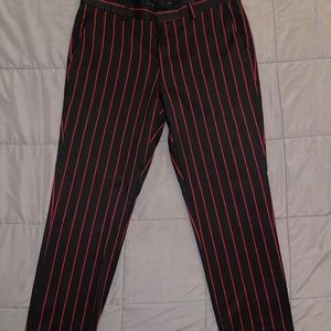 Red, and black pinstripe pant cropped at the ankles size of the pant is 36 x 32